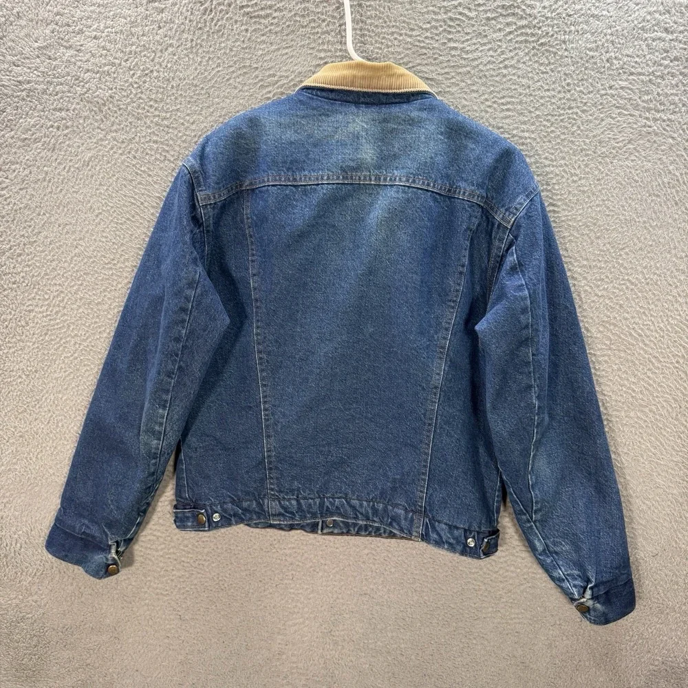 Vintage Work N Sport Jacket Adult 42 Blue Denim Sherpa Fleece Lined Workwear 90s